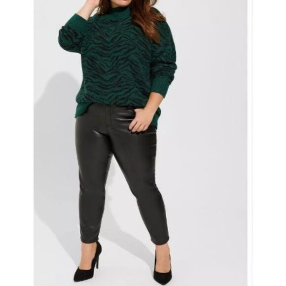 torrid Pants - #0011 Torrid Black Perfect Skinny Faux Leather Mid Rise Pants Size 20R Pockets